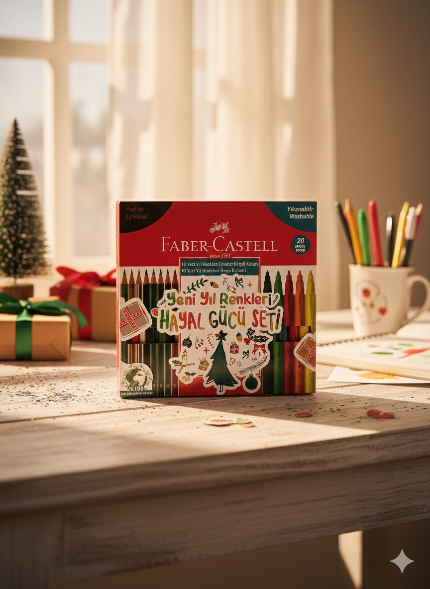 Faber Castell Yeni Yıl Renkleri Hayal Gücü Seti 20 Renk (10 Keçeli Kalem + 10 Boya Kalemi)