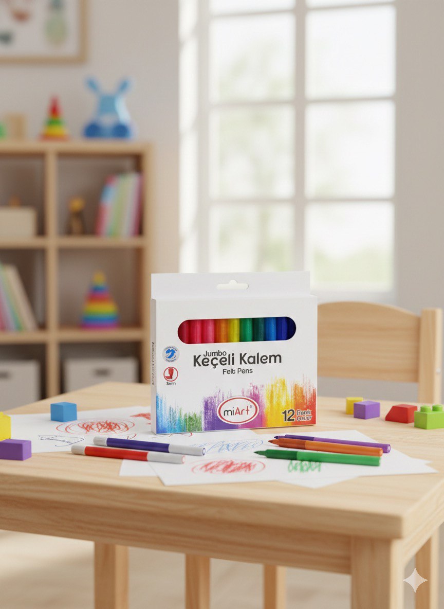 Miart Jumbo Keçeli Kalem 12 Renk